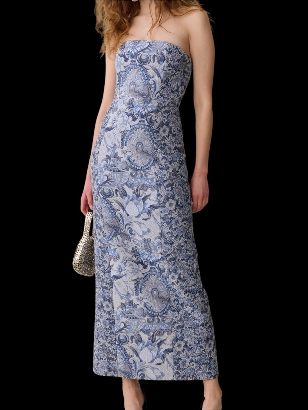 Few Moda o.p.t. Zyra Dress Strapless Blue Paisley Maxi NWT